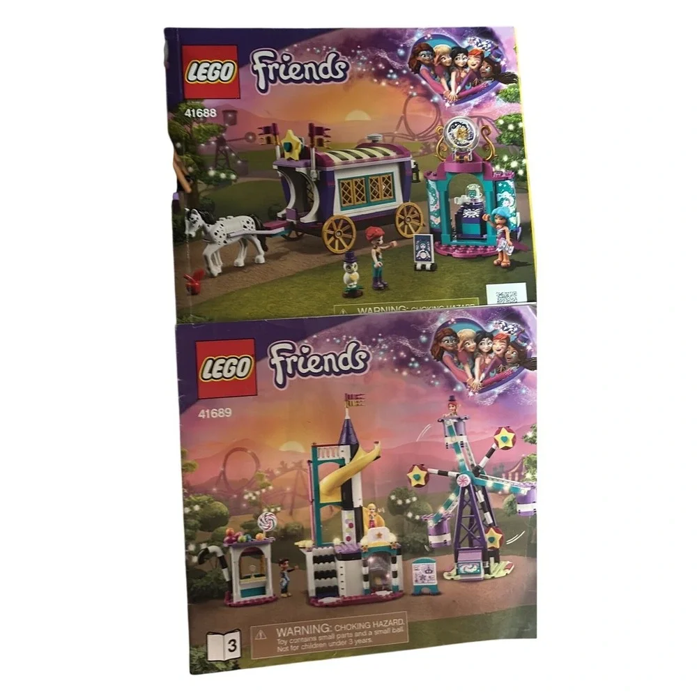 LEGO Friends Magical Funfair 41688 41689 Kids Purple Ferris Wheel Caravan Used